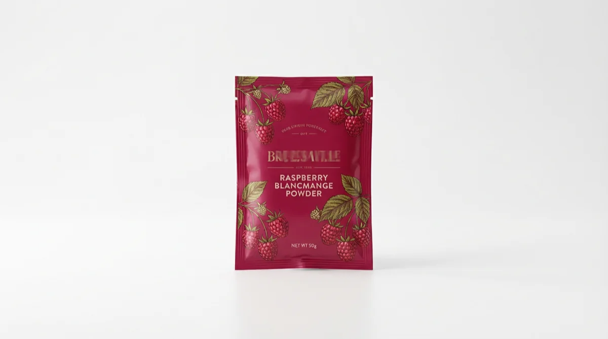 Raspberry blancmange powder sachet
