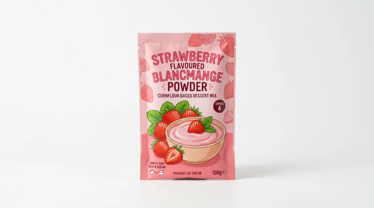 Strawberry blancmange powder sachet
